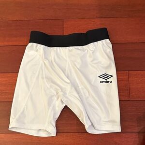 Umbro White Athletic Compression Shorts with Black Waistband